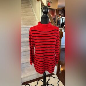 Ladies Red and Black Striped Sweater/Tunic